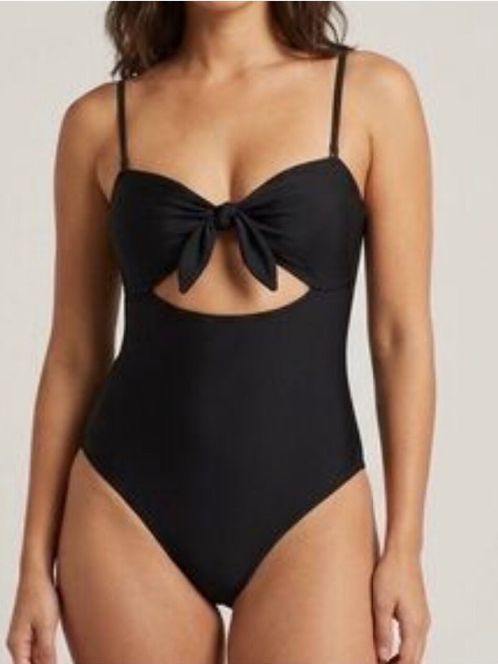 Aerie Tie Front Cutout One Piece Swimsuit Black Small